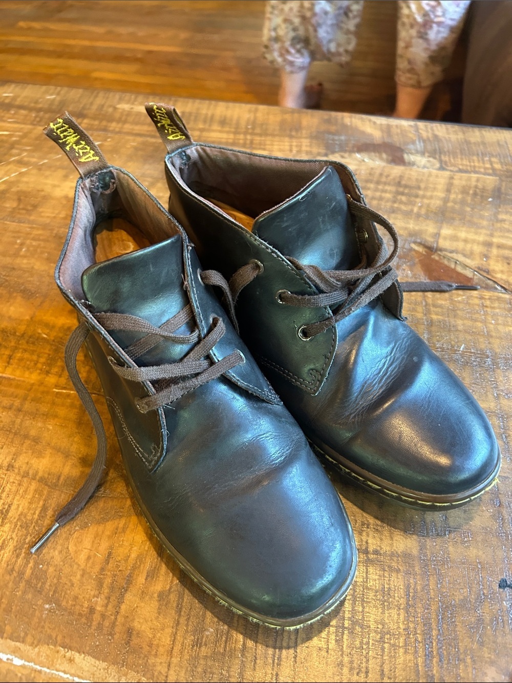 Dr. Martens Men's Black Leather Chukka Boots with Brown Laces